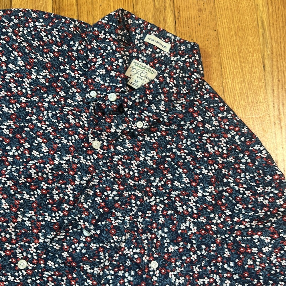 J. Crew Floral L/S Shirt Mens Size M Slim Untucked Organic Cotton Button Up